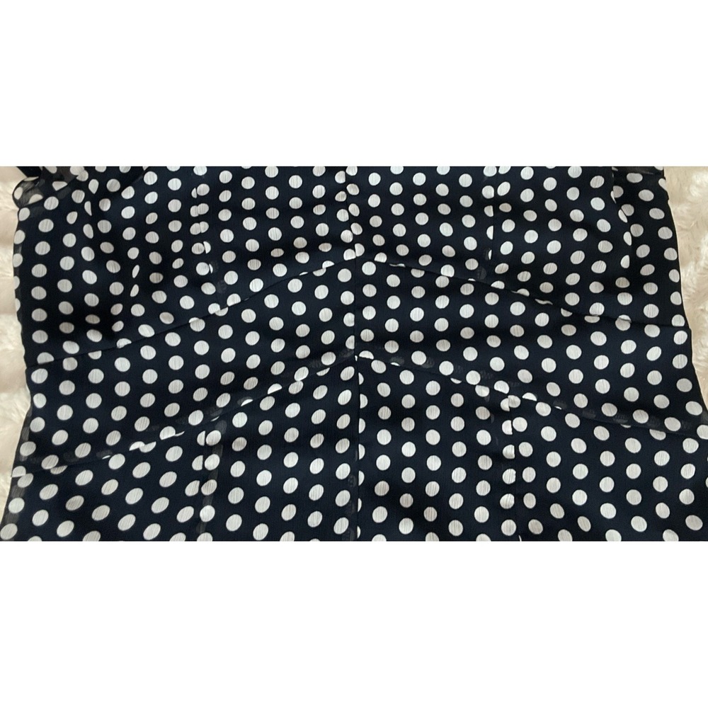 TOMMY HILFIGER Women's Size 14 Navy & White Polka Dot Chiffon High Low Dress - Picture 8 of 15